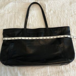 Black leather tote bag